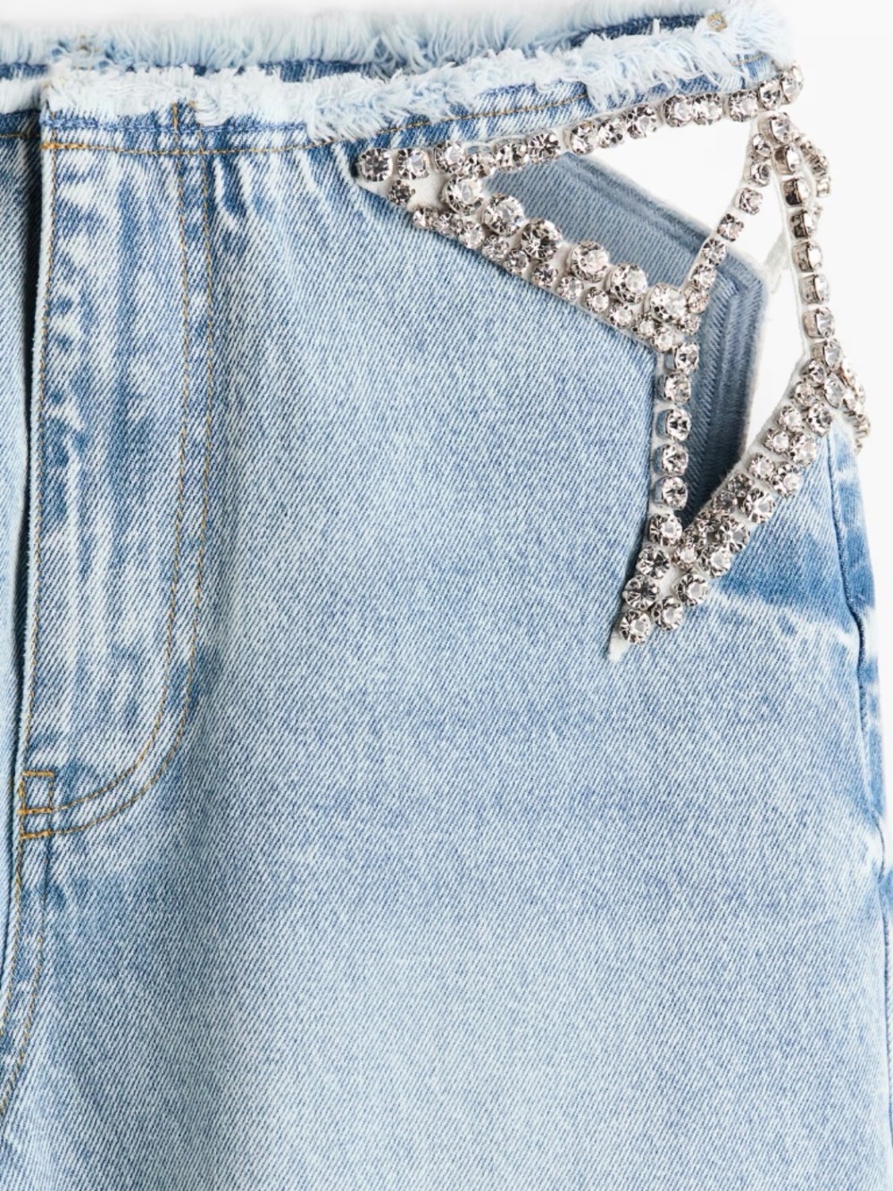 Light Blue Straight Leg Women's Jeans with Crystal Star Accent